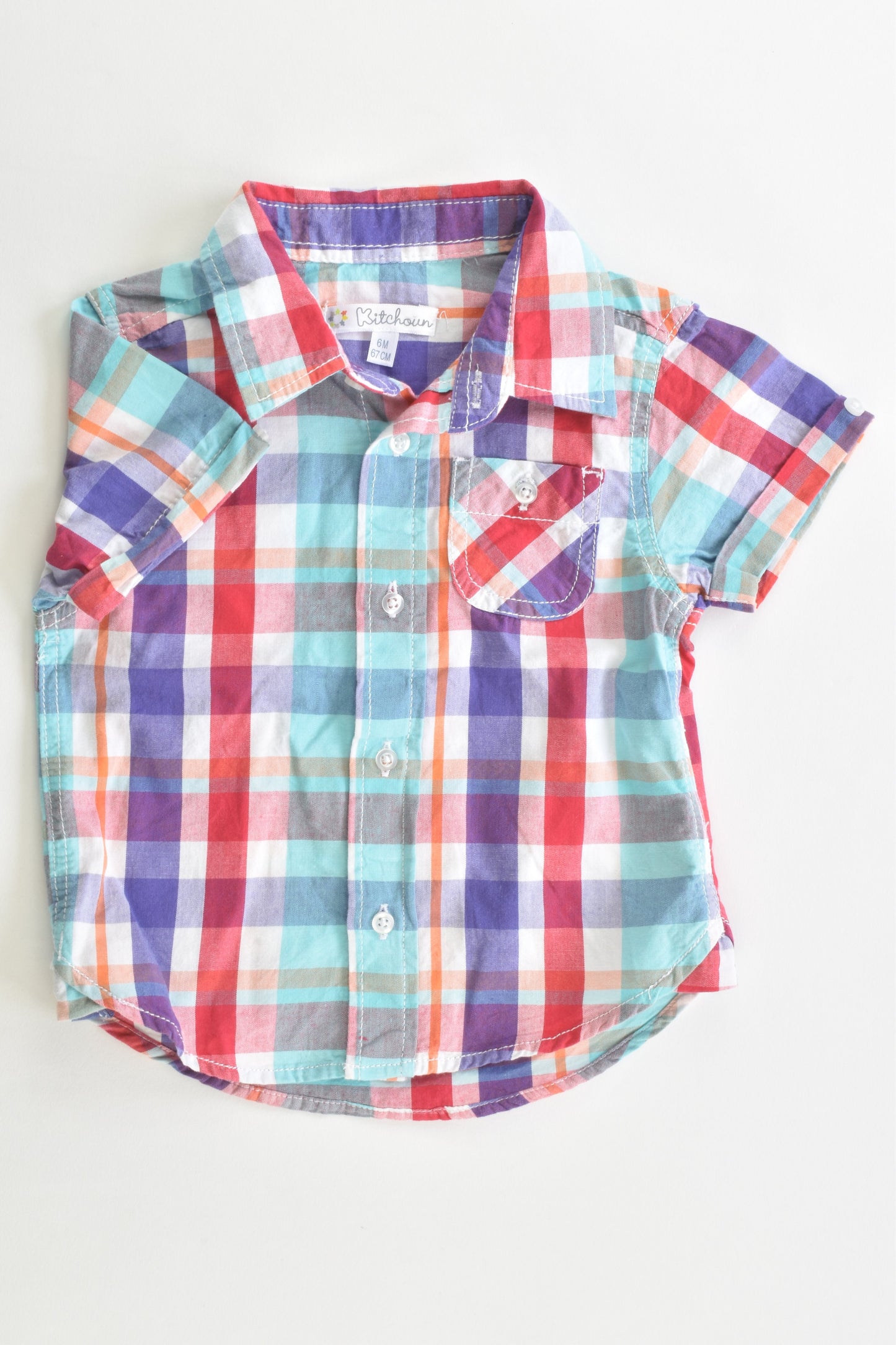 Kitchoun (France) 00 (6 months, 67 cm) Checked Shirt