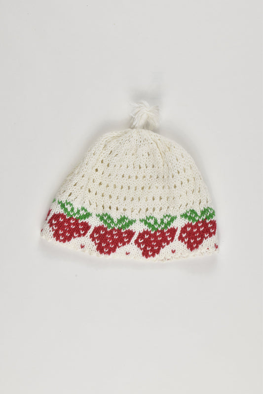 Knitted Size approx 0-6 months Strawberry Beanie