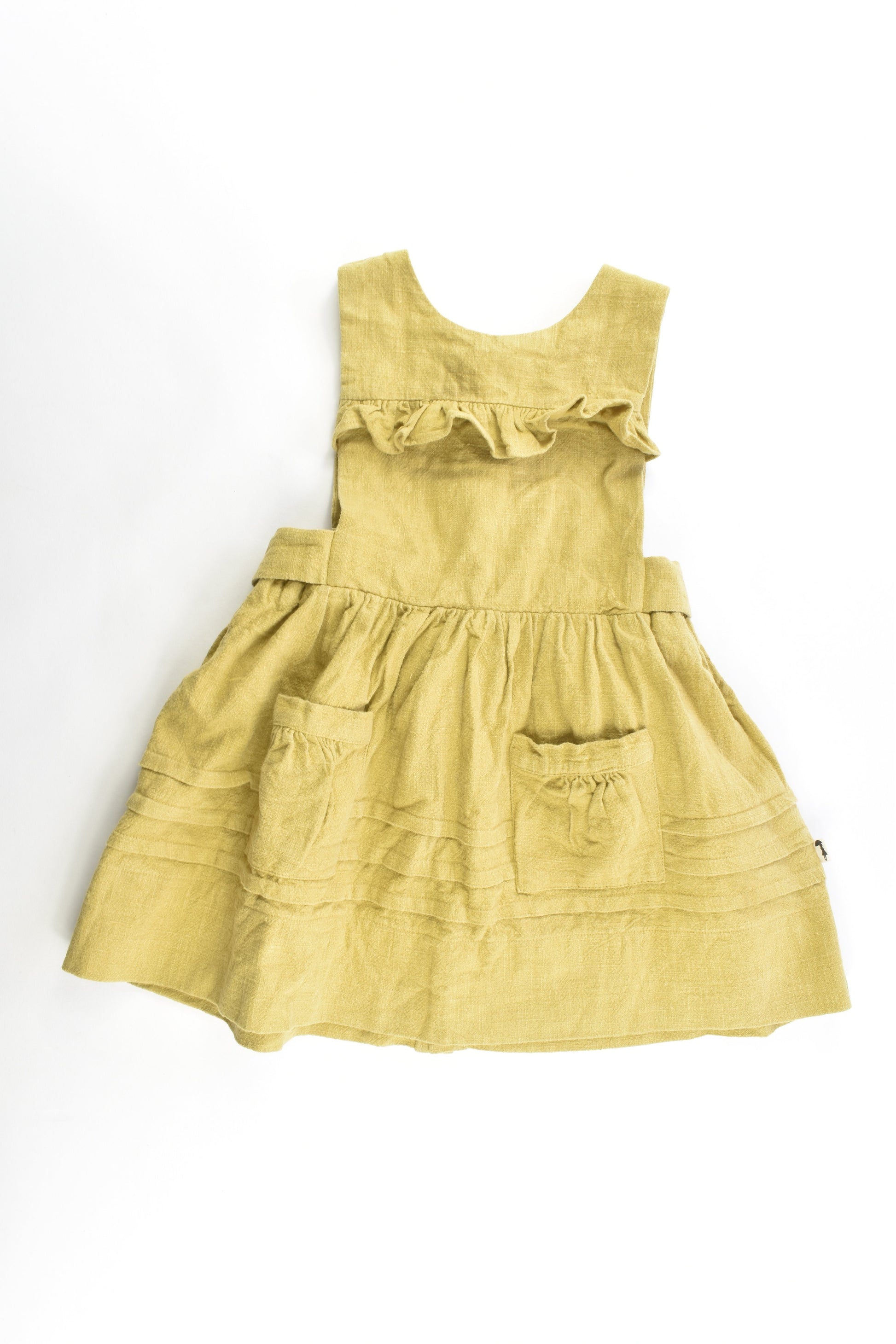 Lacey Lane Size 4 Fern Bib Front Linen Dress