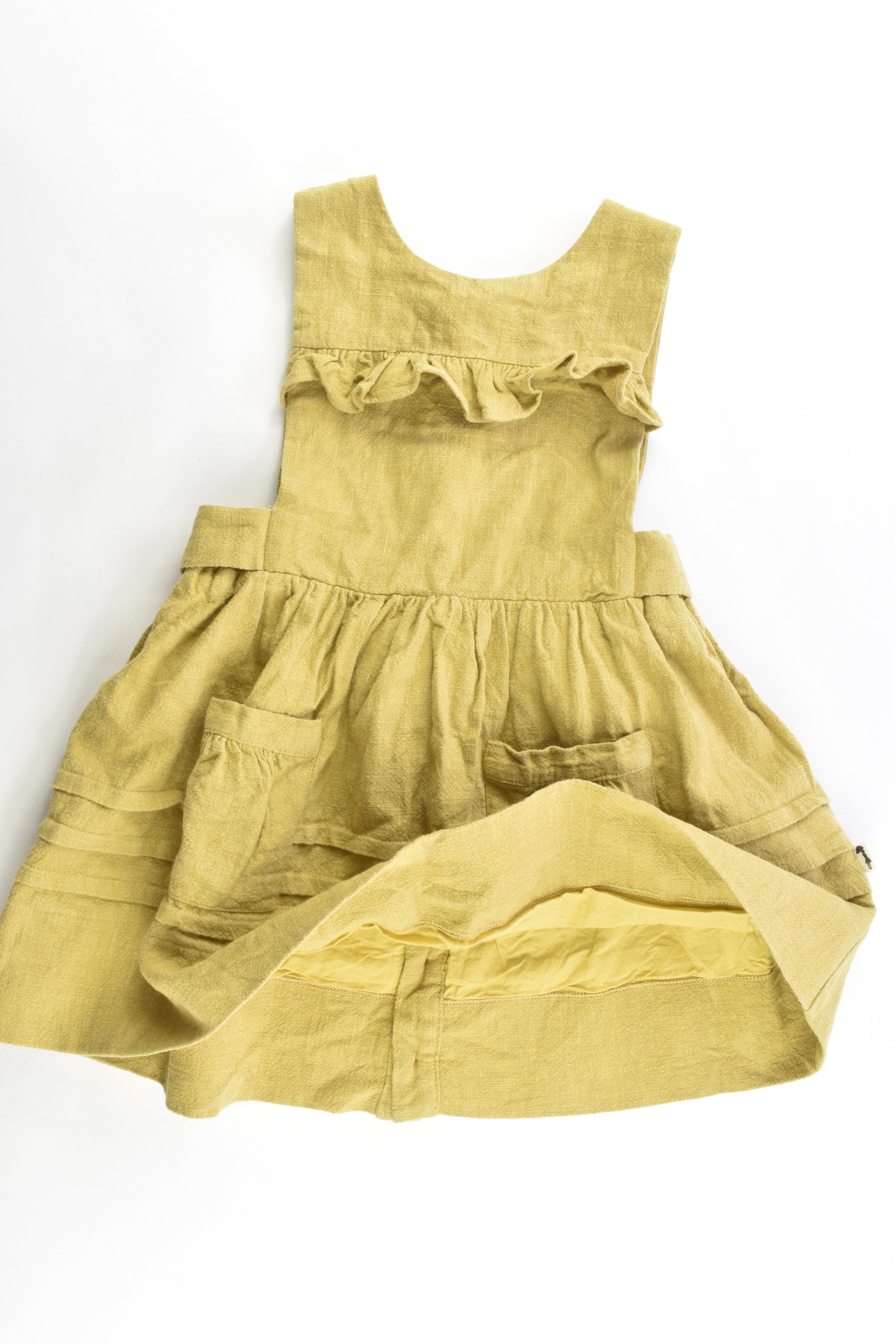 Lacey Lane Size 4 Fern Bib Front Linen Dress