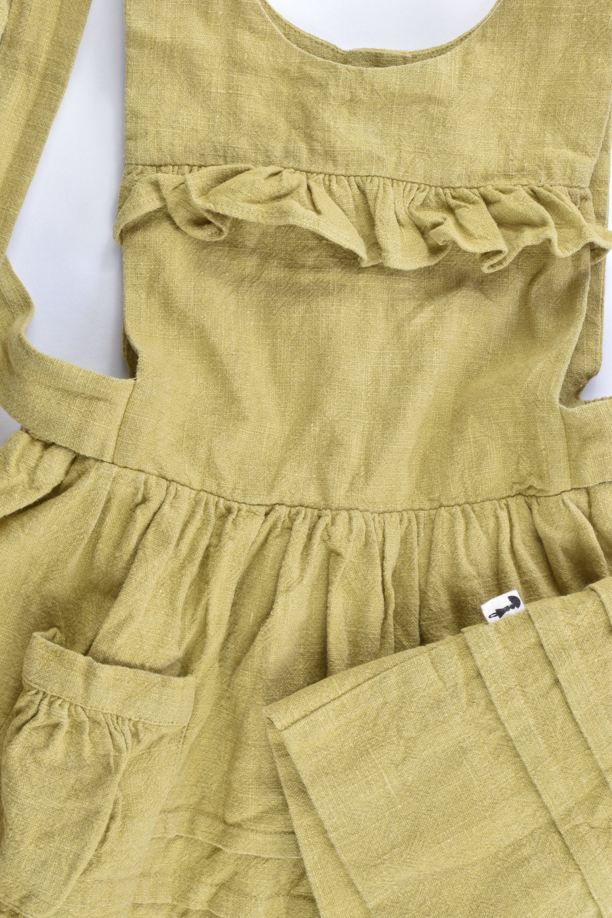 Lacey Lane Size 4 Fern Bib Front Linen Dress