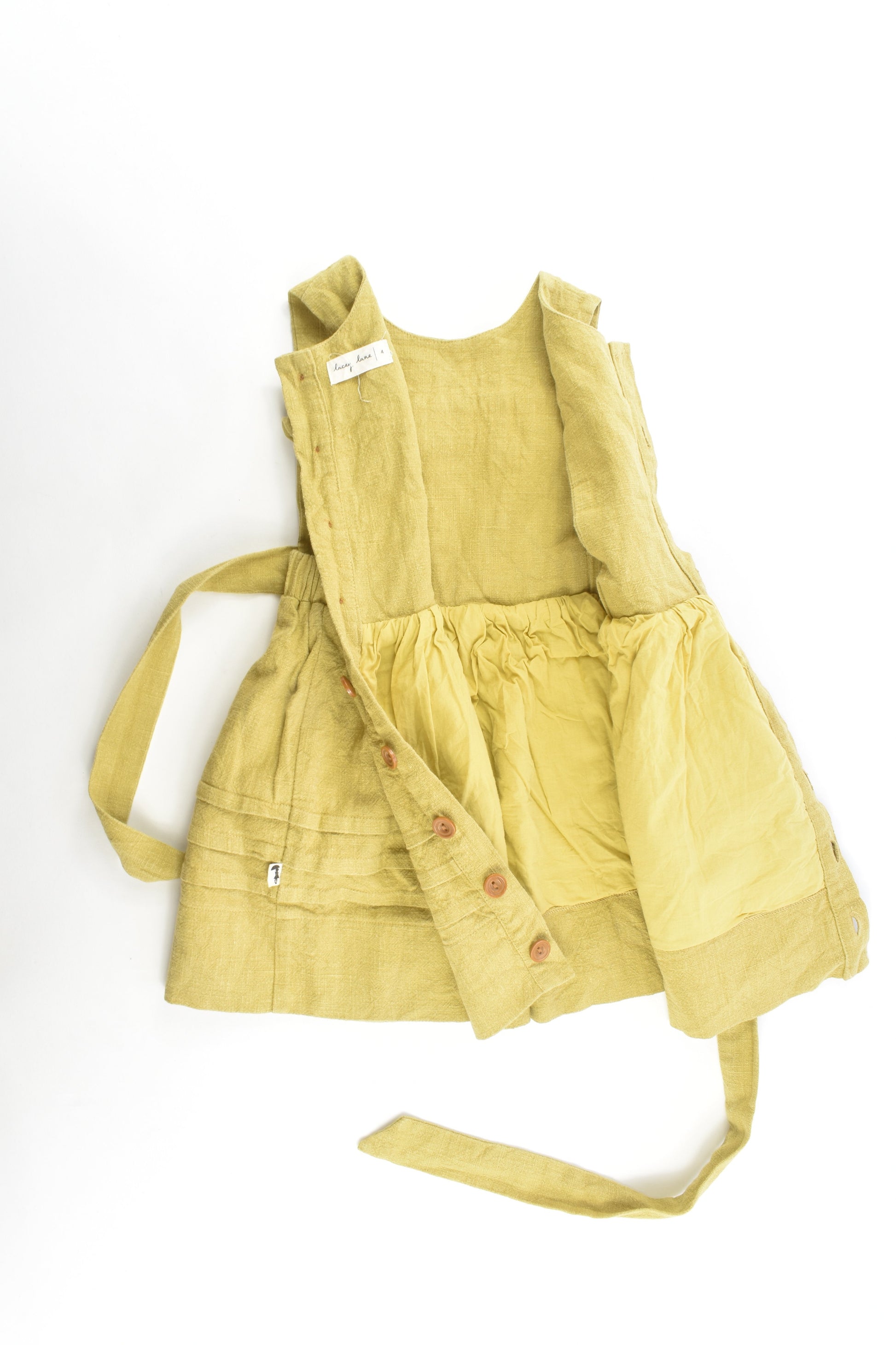 Lacey Lane Size 4 Fern Bib Front Linen Dress