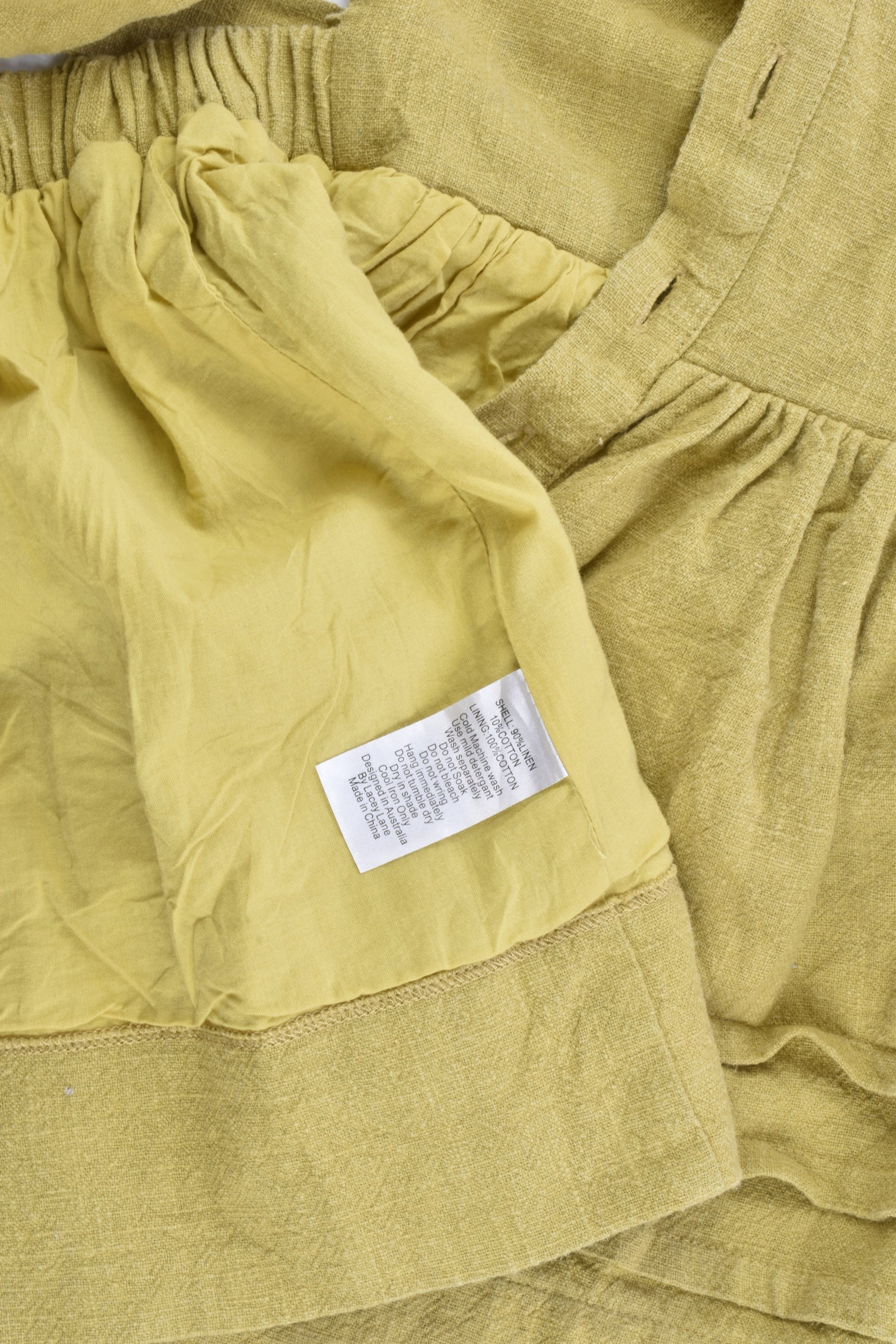 Lacey Lane Size 4 Fern Bib Front Linen Dress