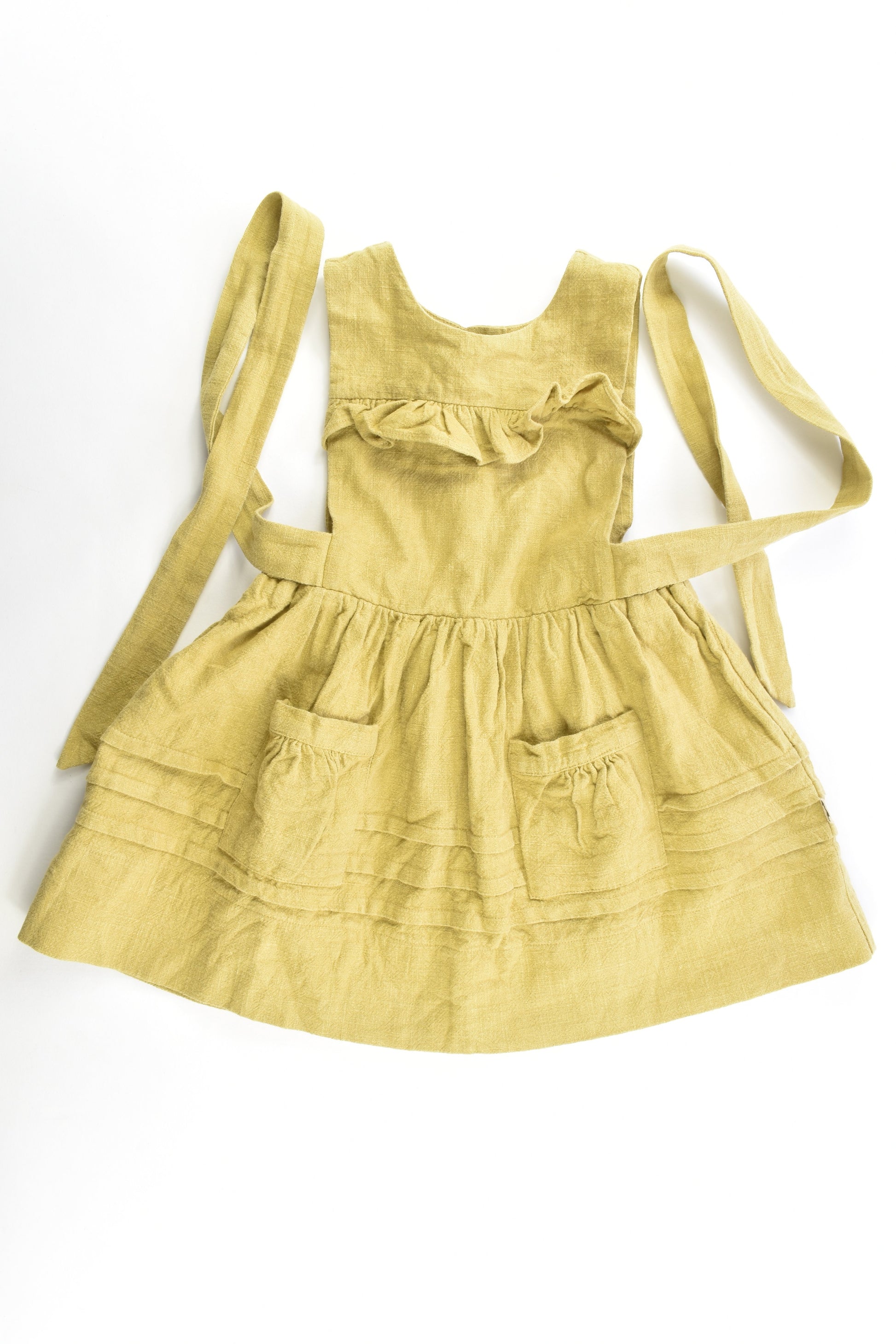 Lacey Lane Size 4 Fern Bib Front Linen Dress