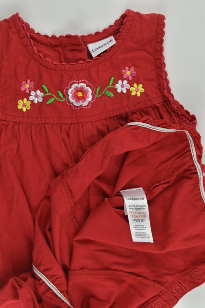 Ladybird Size 1 (12-18 months) Summer Romper with Floral Embroidery