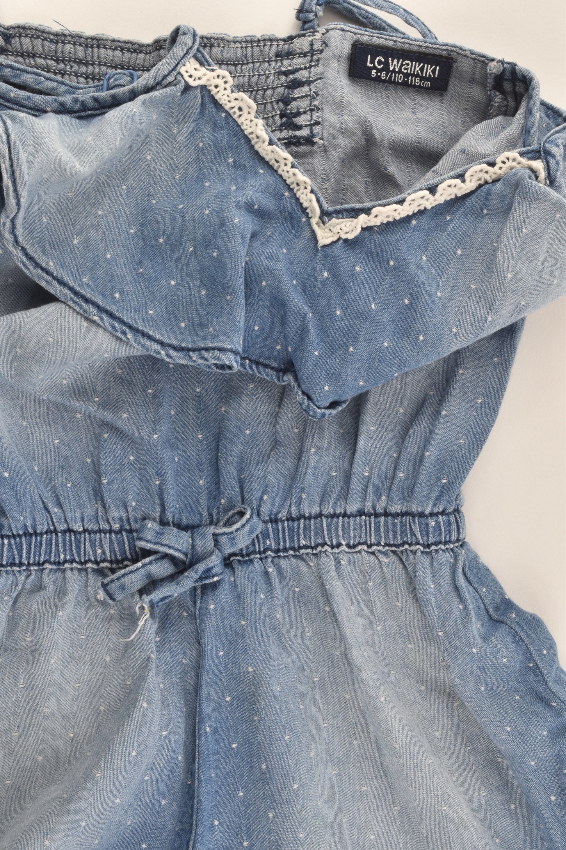 LC Waikiki Size 5-6 (110-116 cm) Lightweight Denim Playsuit