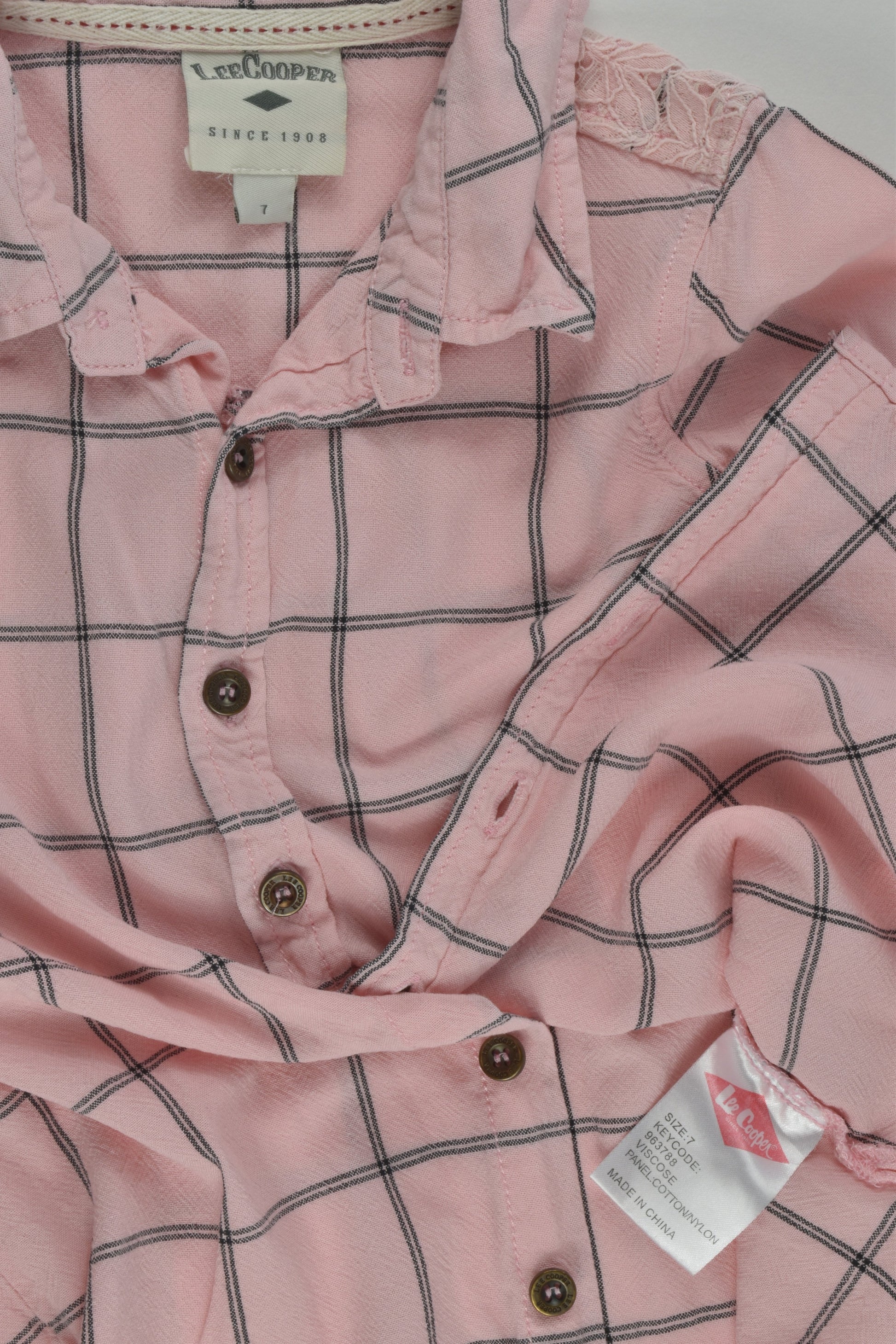 Lee Cooper Size 7 Viscose Shirt with Lace Detail