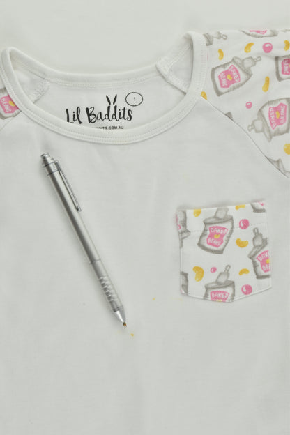 Lil Baddits Size 1 Organic 'Baked Beans' T-shirt and Pants