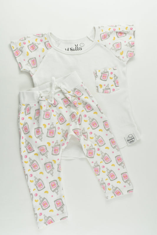 Lil Baddits Size 1 Organic 'Baked Beans' T-shirt and Pants