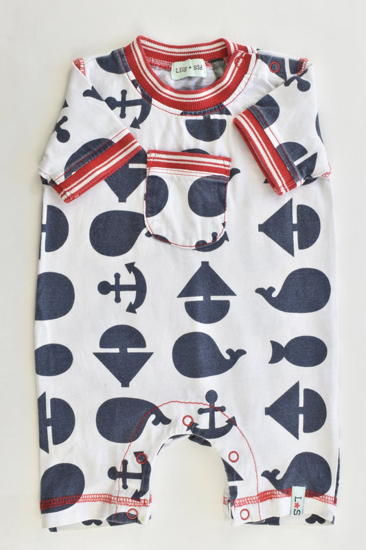 Lilly + Sid Size 0-3 months Nautical Romper