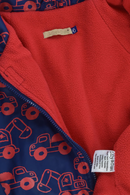 Lily & Dan Size 6 Fleece Lined Vehicles Rain Jacket