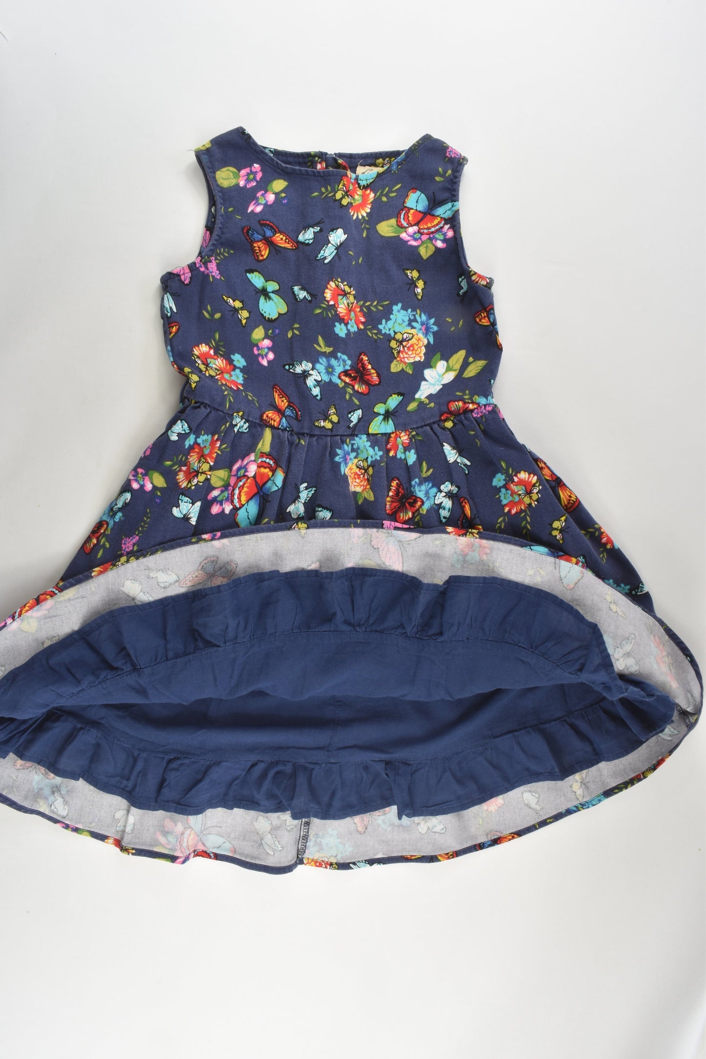 Lindy Bop Size 7-8 Lined Butterflies and Flowers Dress