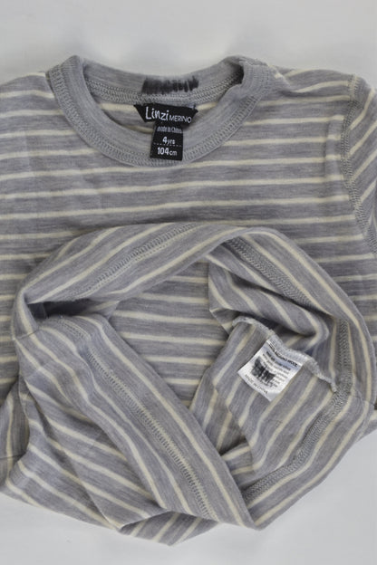 Linzi Merino Size 4 (104 cm) Striped Merino Wool Top