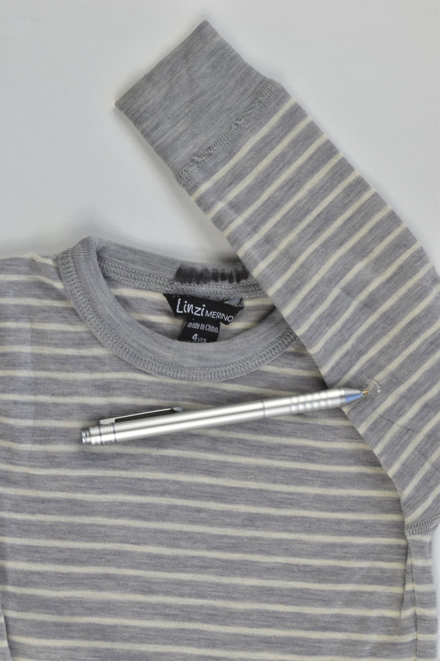 Linzi Merino Size 4 (104 cm) Striped Merino Wool Top