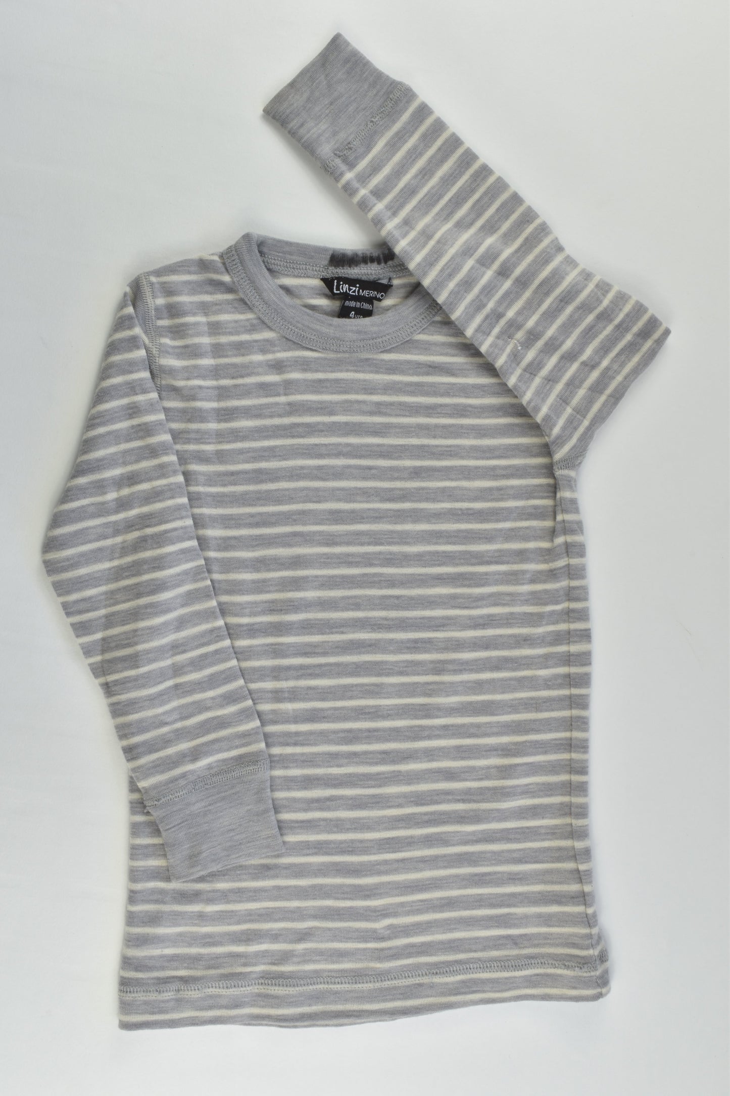 Linzi Merino Size 4 (104 cm) Striped Merino Wool Top