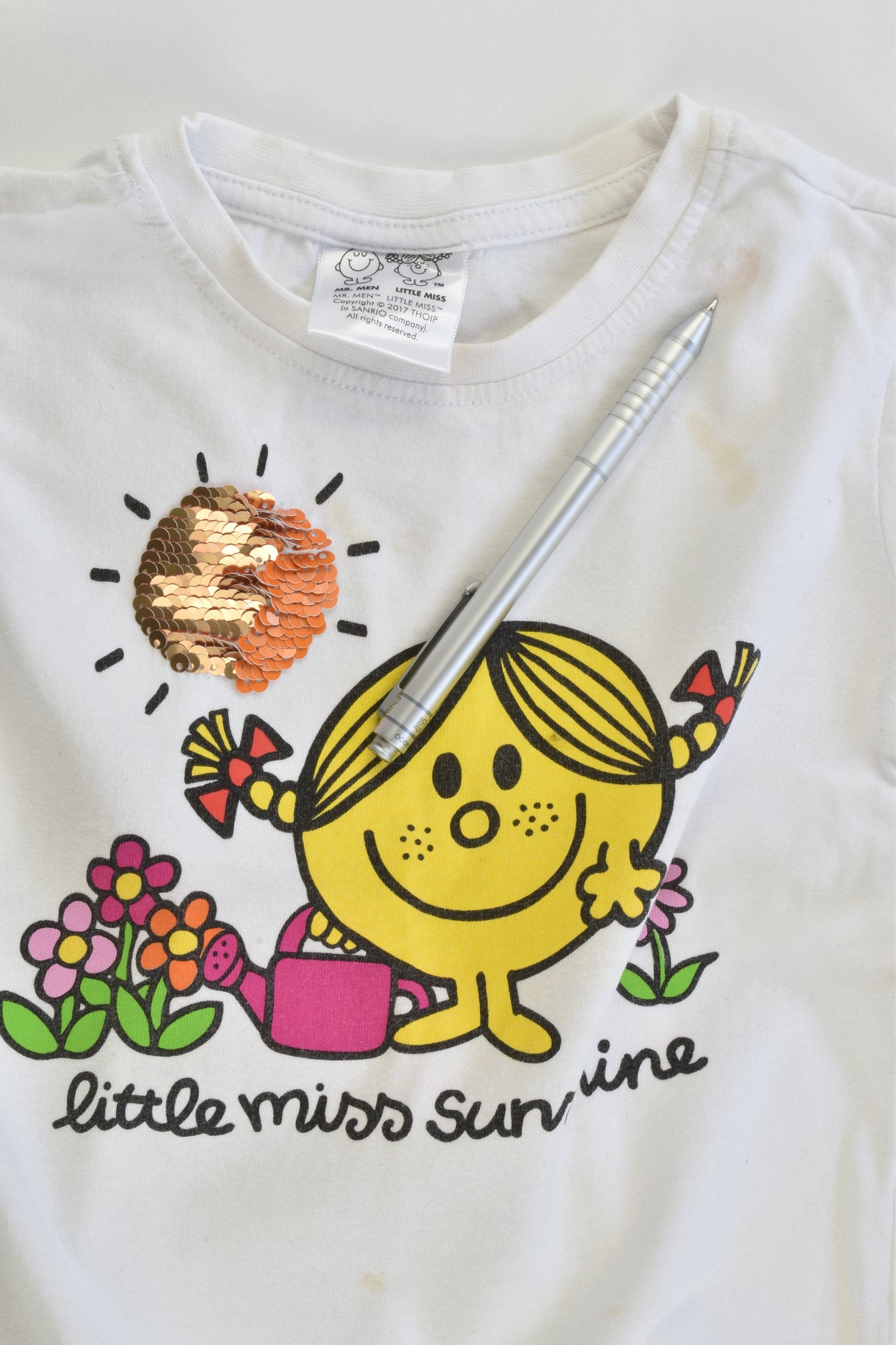 Little Miss Sunshine Size 2 T-shirt with Reversible Sequins Sun