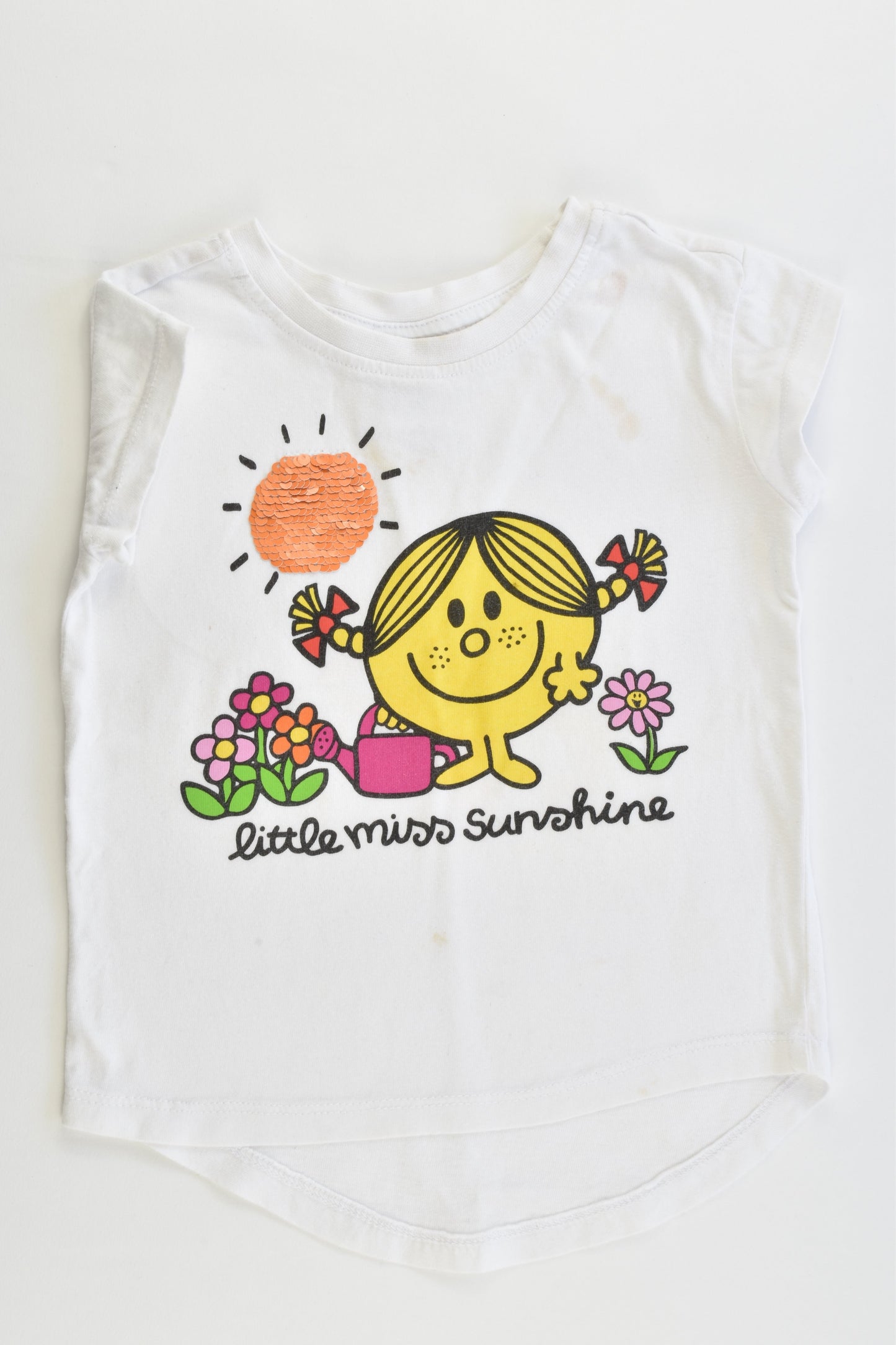 Little Miss Sunshine Size 2 T-shirt with Reversible Sequins Sun