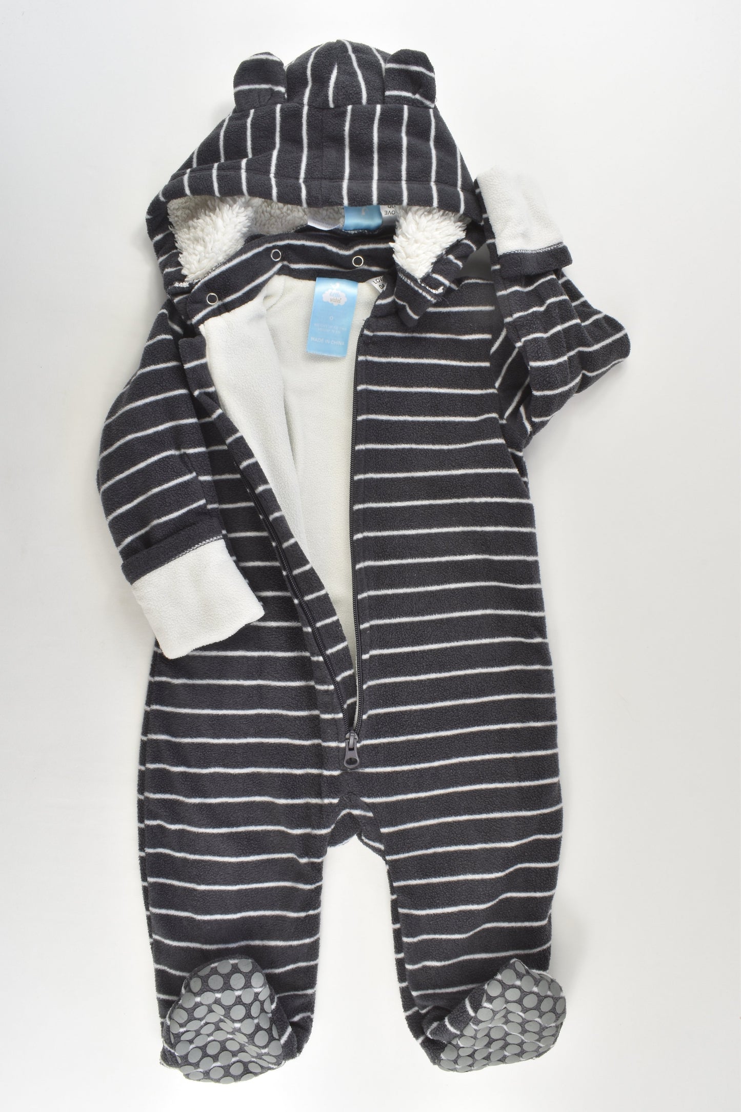 Little Wishes Size 0 Footed Fleece Suit with Removable Hood