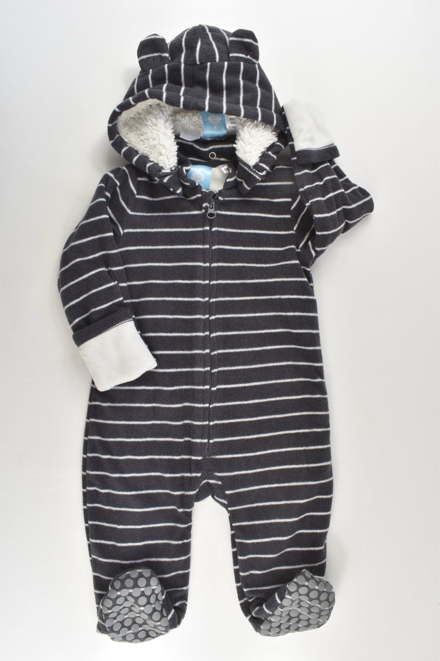 Little Wishes Size 0 Footed Fleece Suit with Removable Hood
