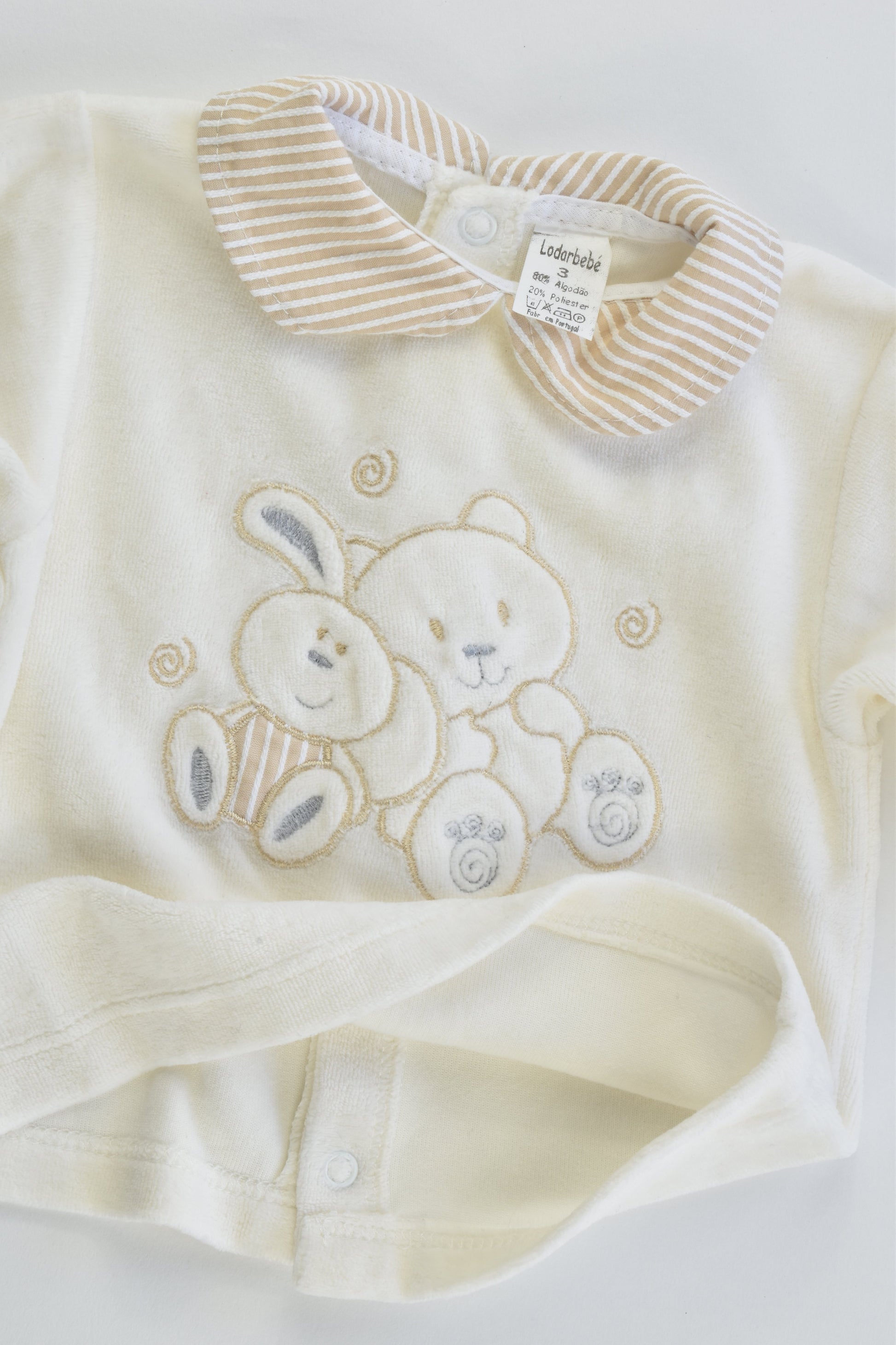 Lodarbebé (Portugal) Size 000 (3 months) Collared Velour Teddy and Bunny Jumper
