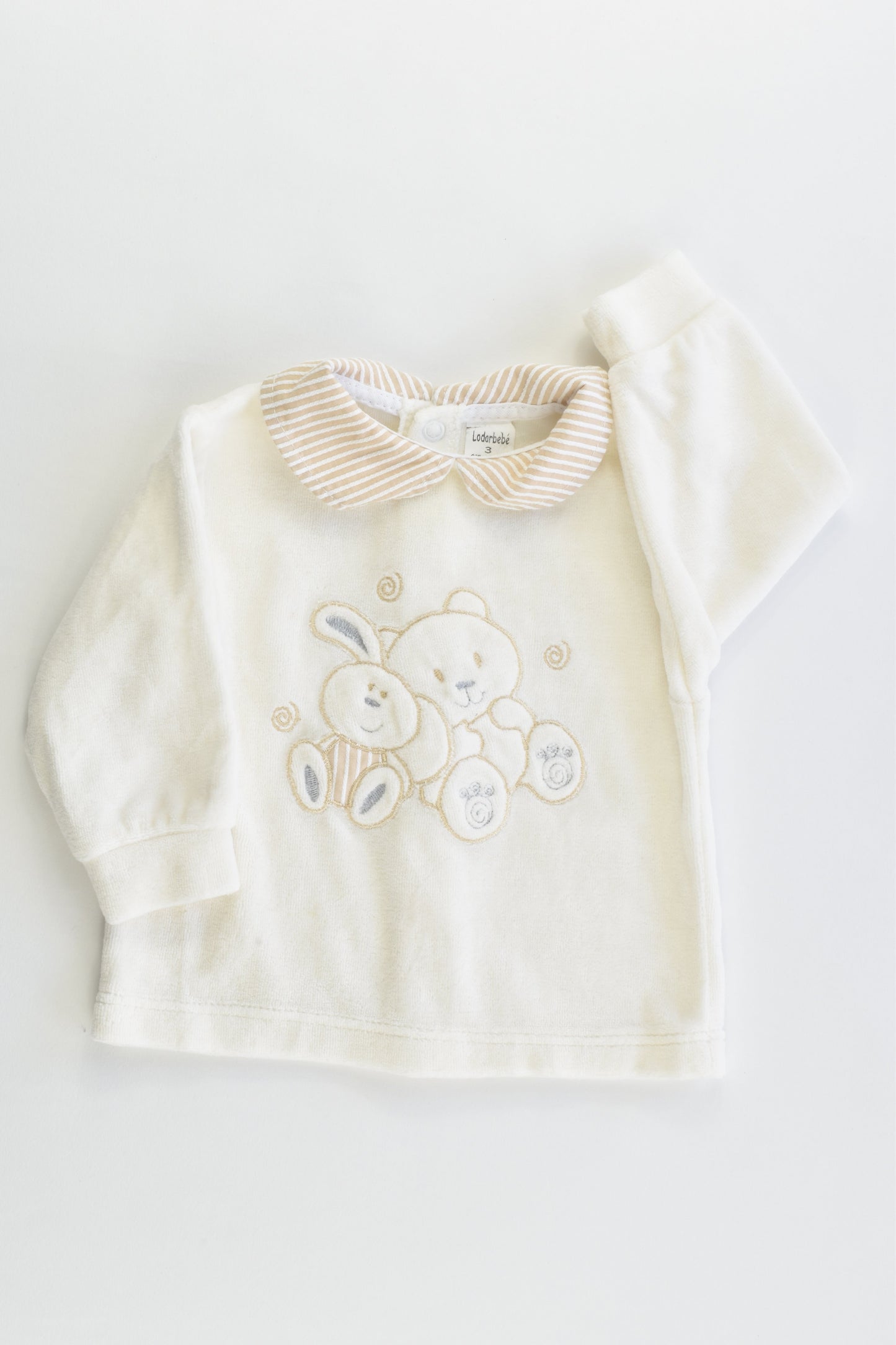 Lodarbebé (Portugal) Size 000 (3 months) Collared Velour Teddy and Bunny Jumper