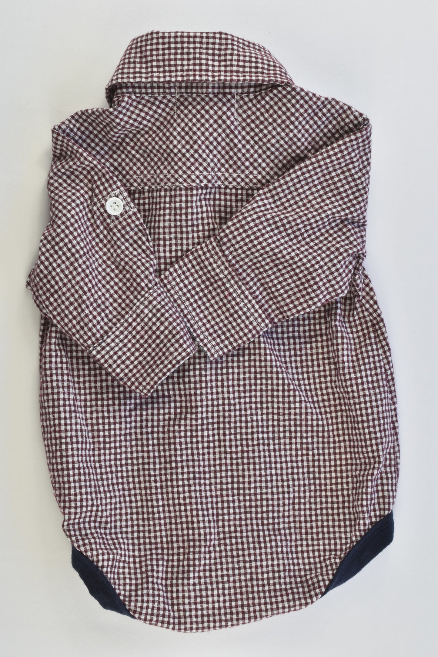 Love Henry Size 000-00 (3 months) Collared Checked Bodysuit