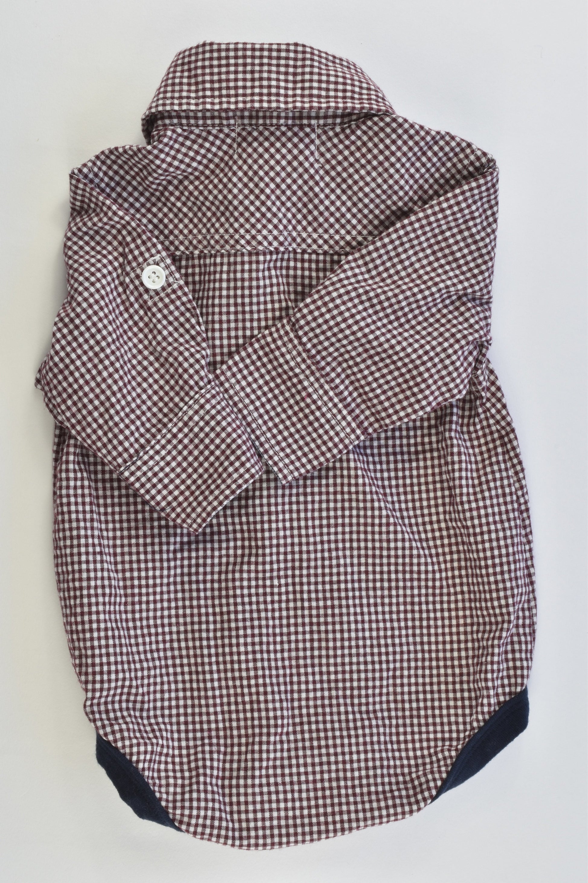 Love Henry Size 000-00 (3 months) Collared Checked Bodysuit