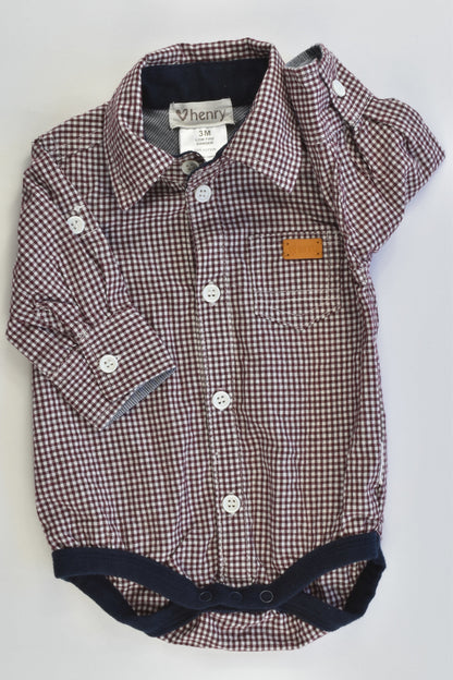 Love Henry Size 000-00 (3 months) Collared Checked Bodysuit