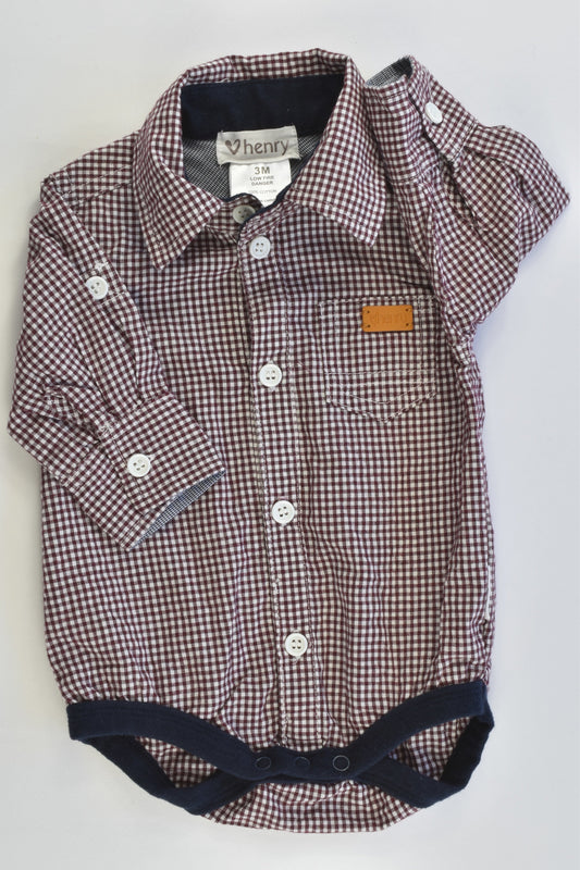 Love Henry Size 000-00 (3 months) Collared Checked Bodysuit