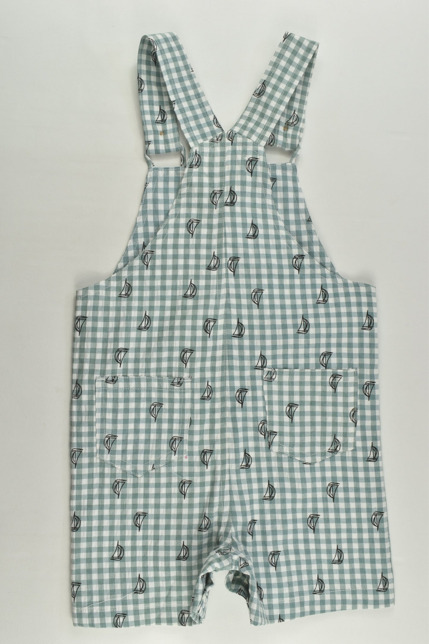 Love Henry Size 2 (18/24 months) Sail Boats Short Overalls