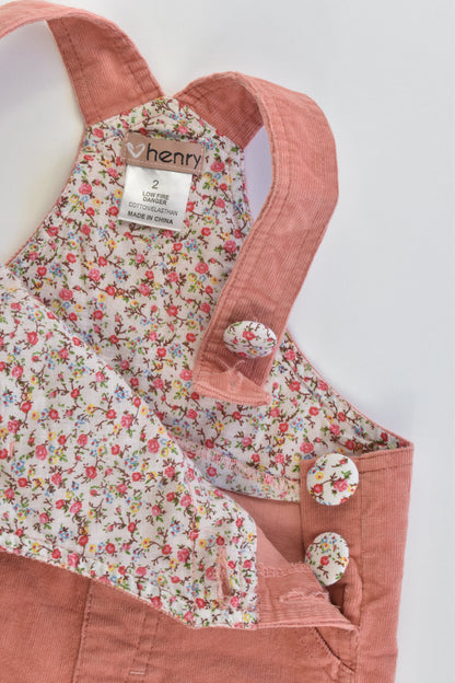 Love Henry Size 2 Stretchy Cord Overalls with Floral Details