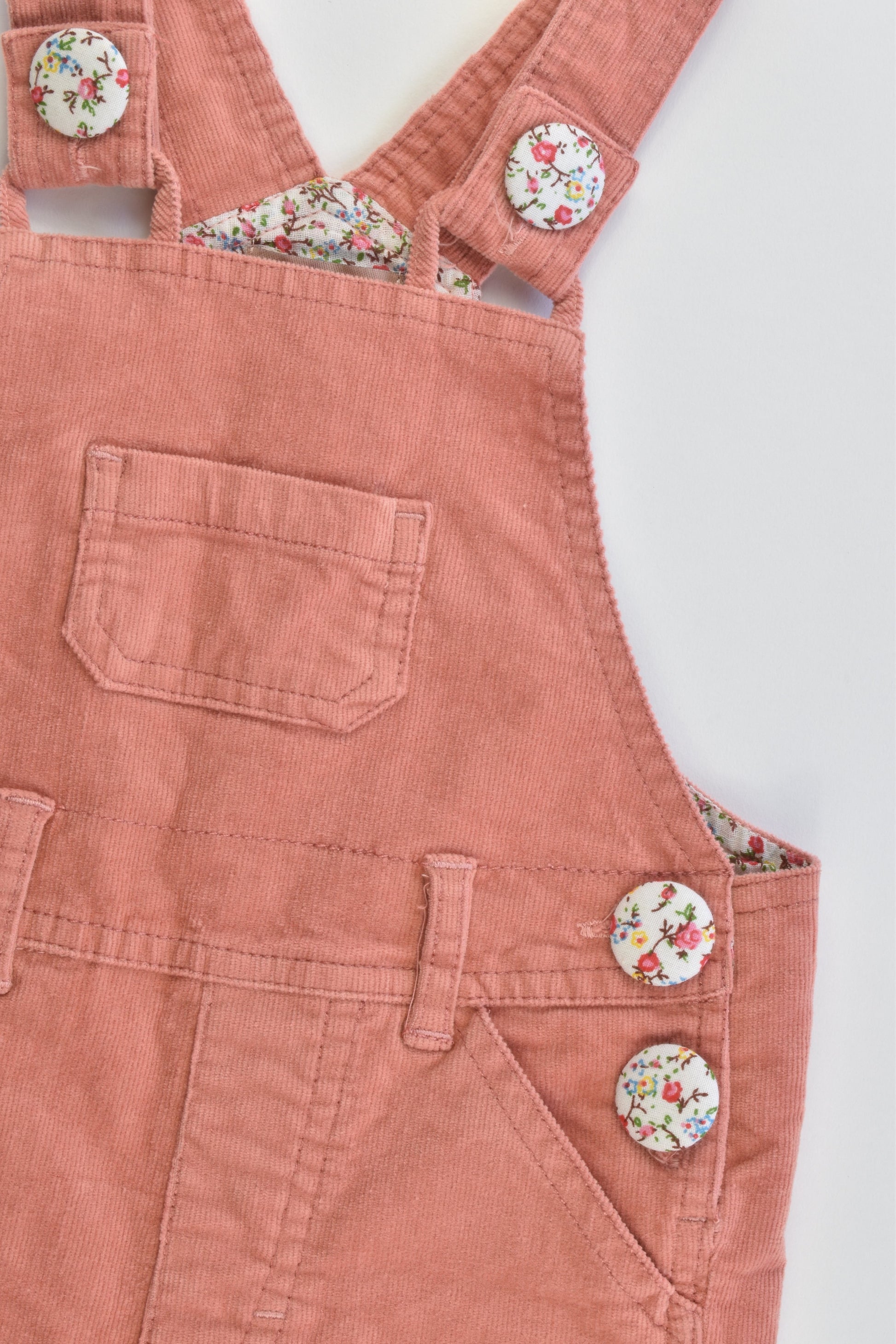 Love Henry Size 2 Stretchy Cord Overalls with Floral Details