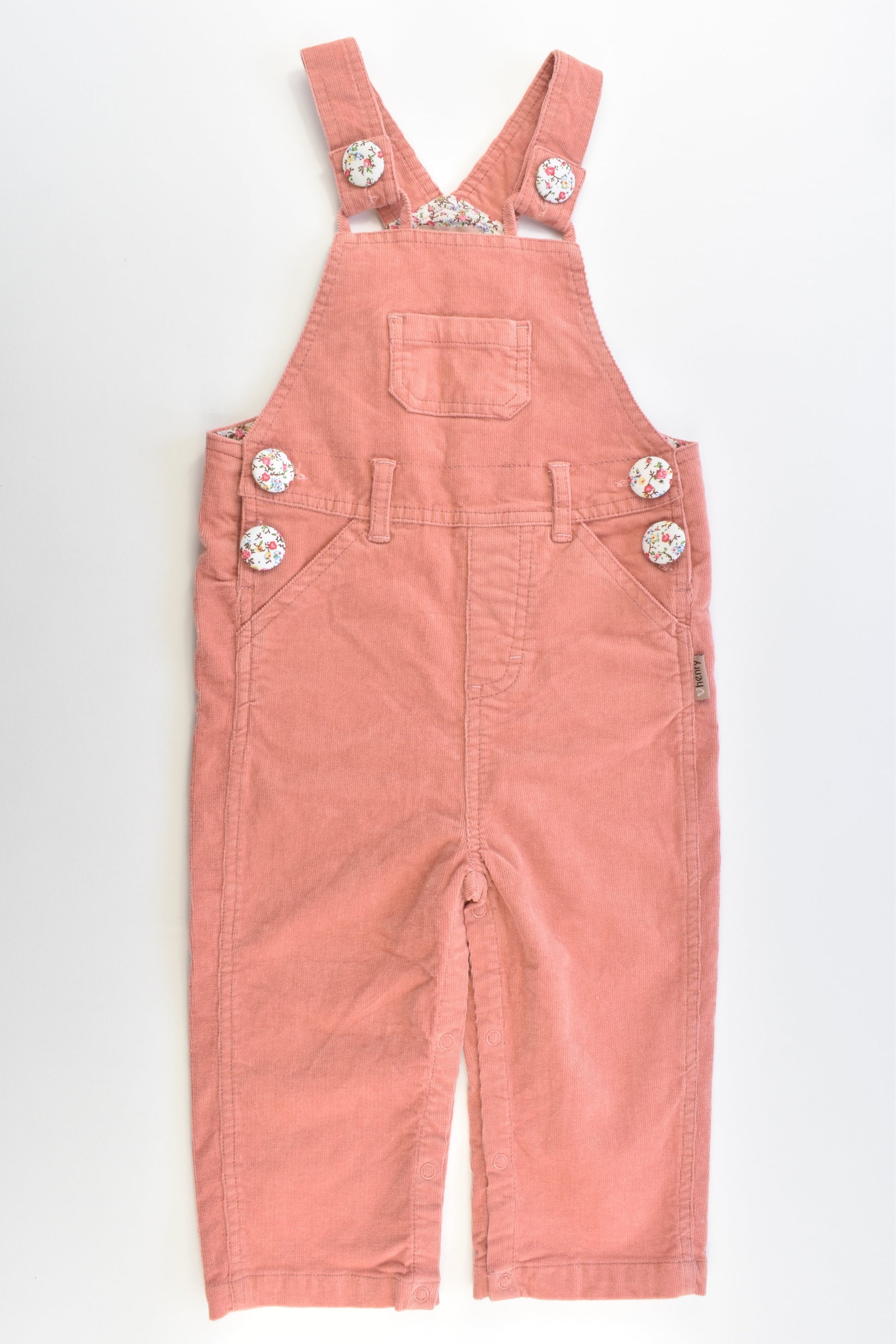 Love Henry Size 2 Stretchy Cord Overalls with Floral Details
