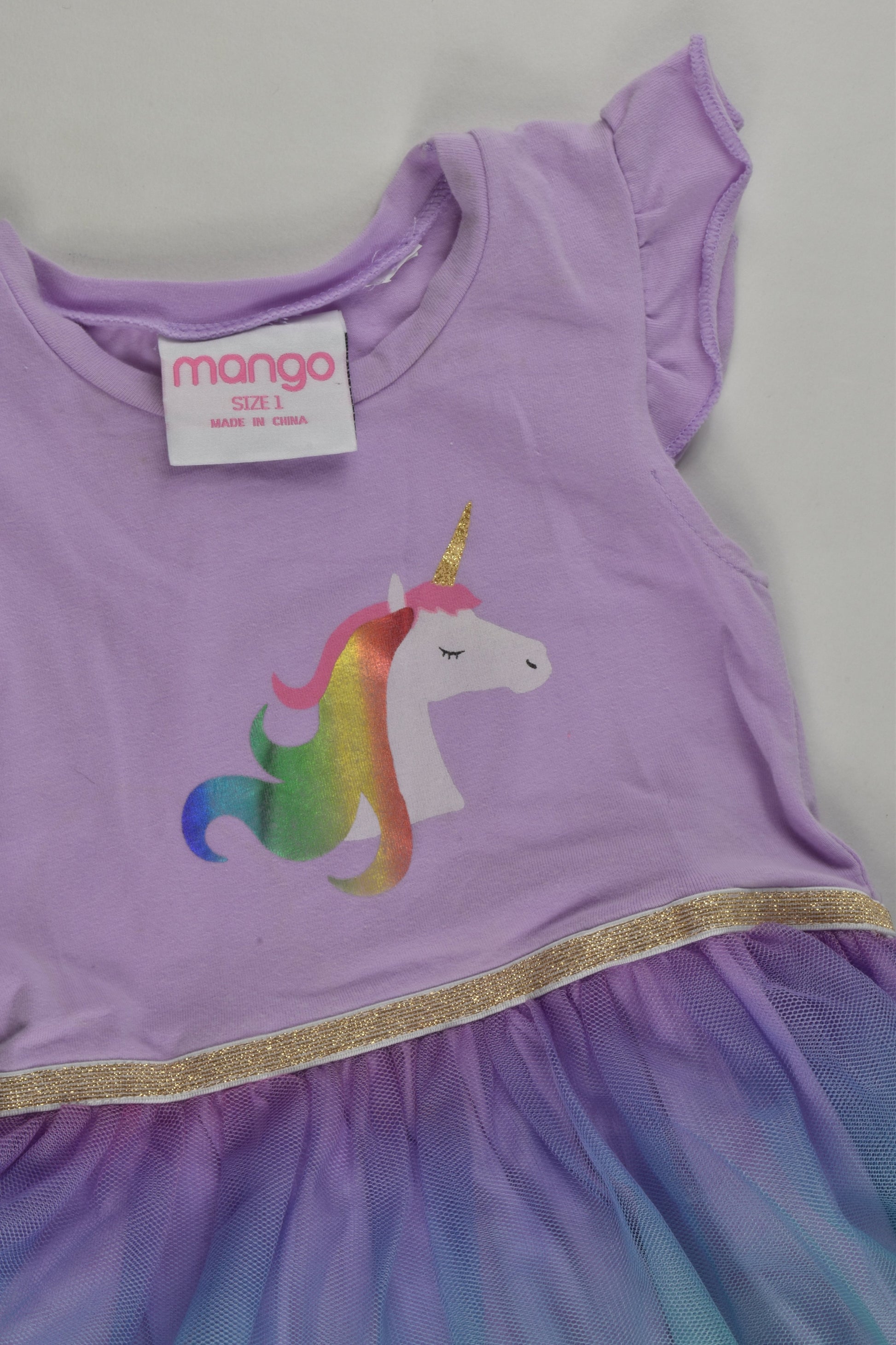 Mango Size 1 Rainbow Unicorn Tulle Dress