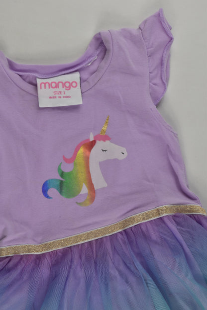 Mango Size 1 Rainbow Unicorn Tulle Dress