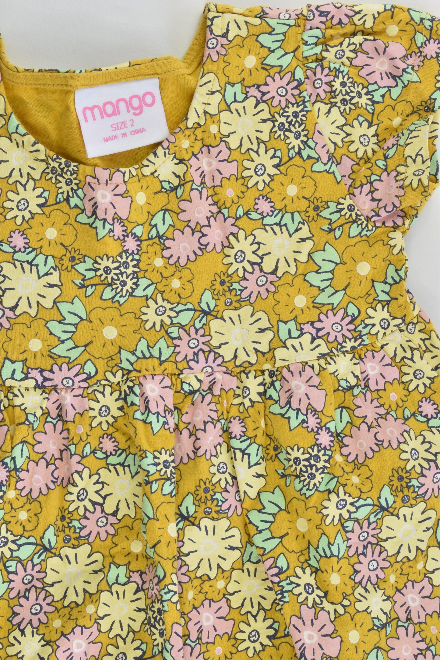 Mango Size 2 Mustard Floral Dress