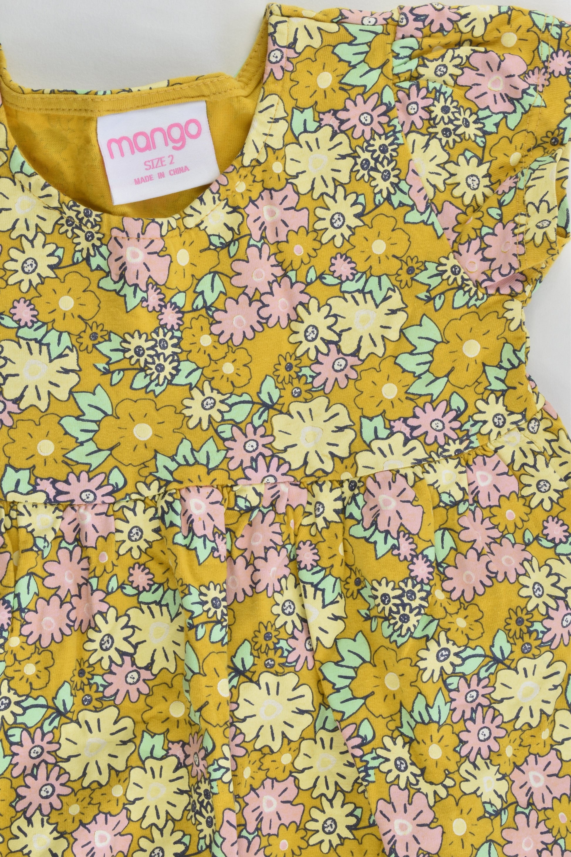 Mango Size 2 Mustard Floral Dress