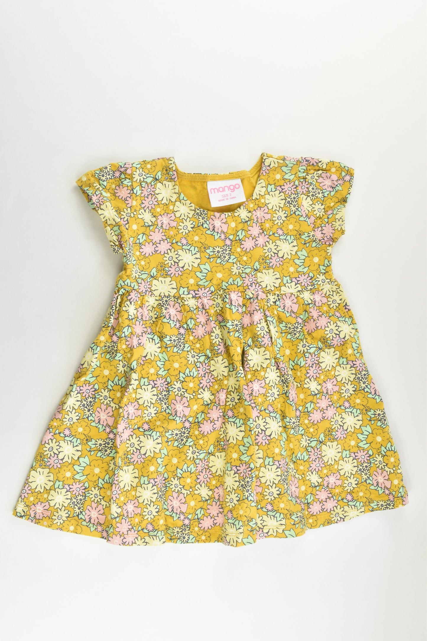 Mango Size 2 Mustard Floral Dress