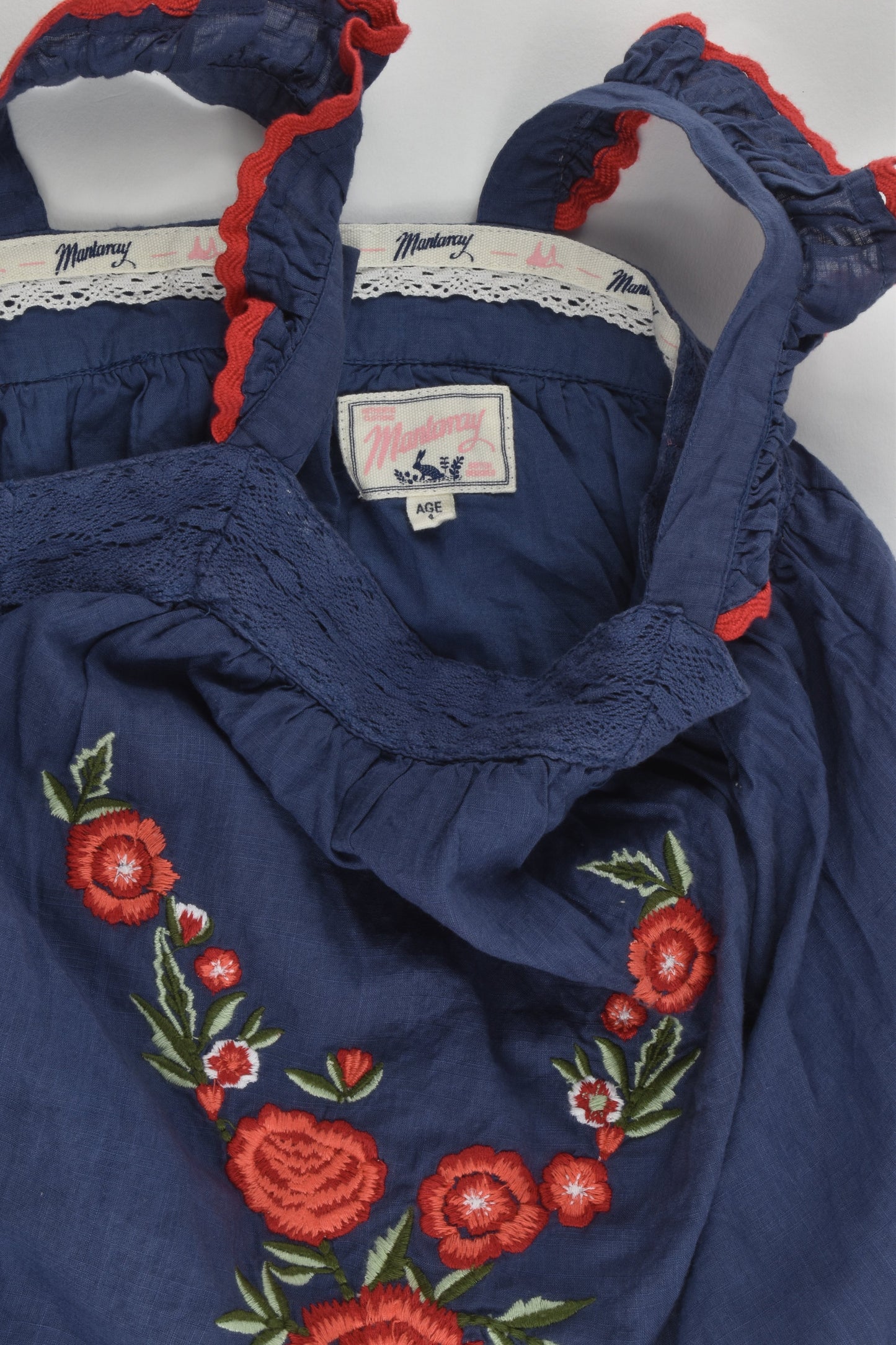 Mantaray by Debenhams Size 4 (104 cm) Lined Blouse with Floral Embroidery
