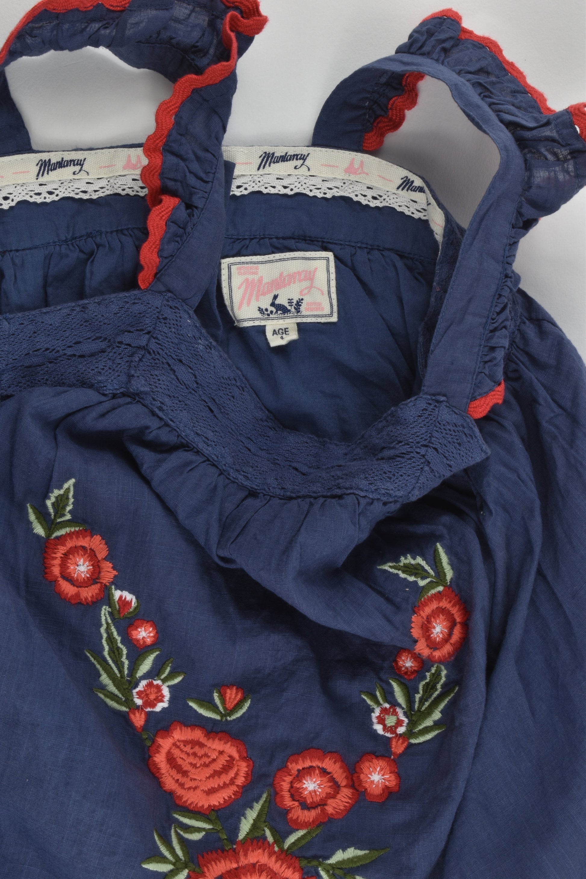 Mantaray by Debenhams Size 4 (104 cm) Lined Blouse with Floral Embroidery