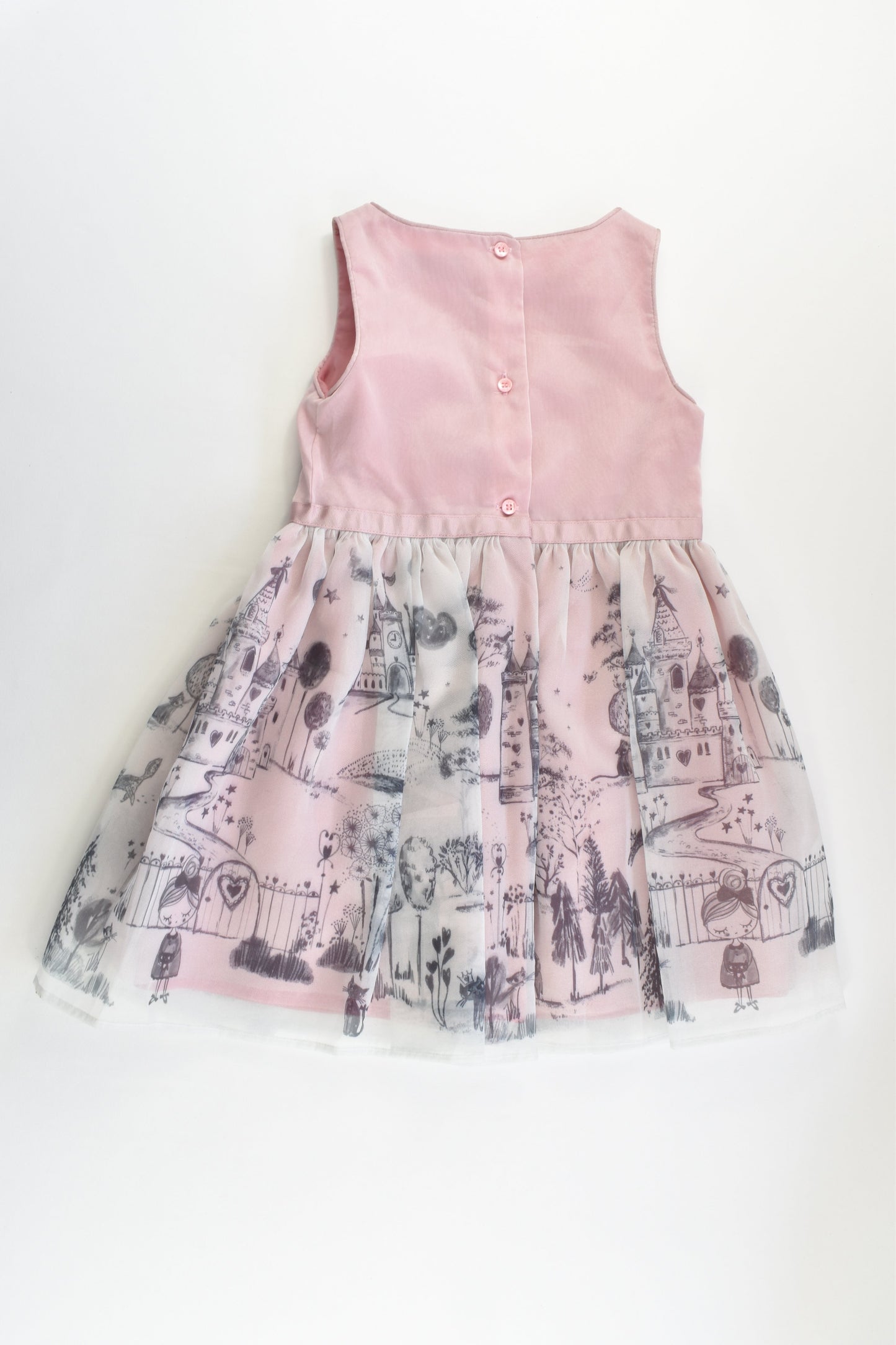 Marcs & Spencer Size 2-3 (98 cm) Lined Castle, Girl and Cat Dress