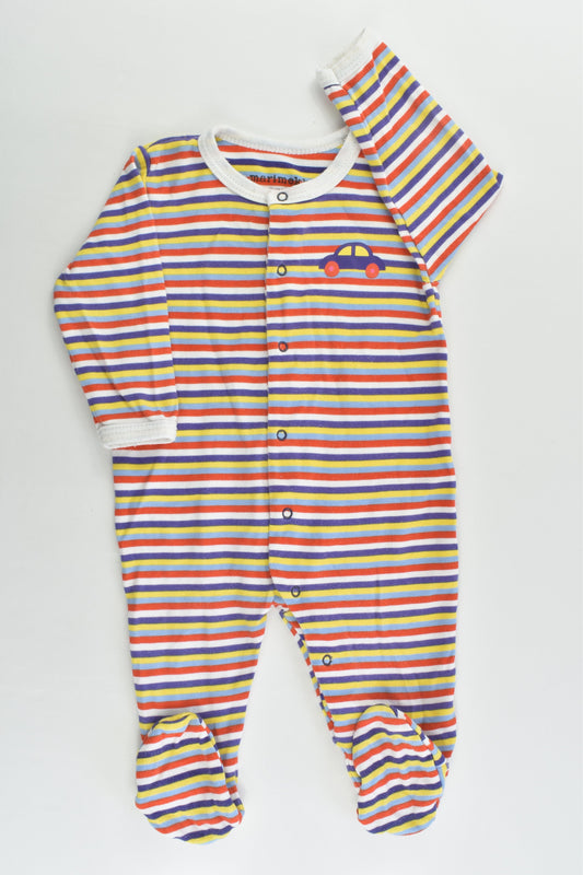 Marimekko (Finland) Size 000 (62 cm, 1-3 months) Striped Footed Romper