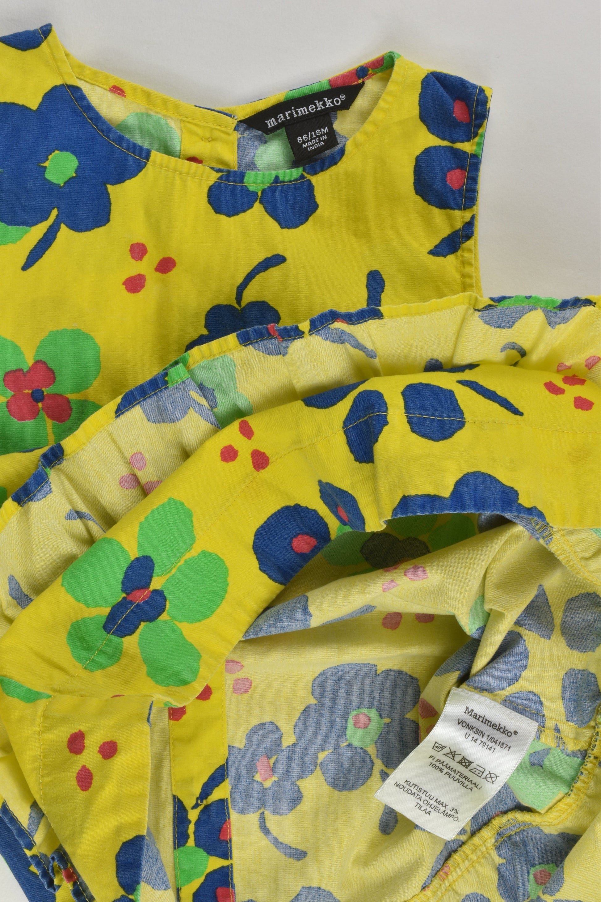 Marimekko Size 1 (86 cm, 18 months) Floral Dress with Matching Bloomers