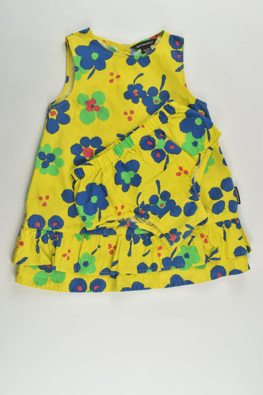 Marimekko Size 1 (86 cm, 18 months) Floral Dress with Matching Bloomers