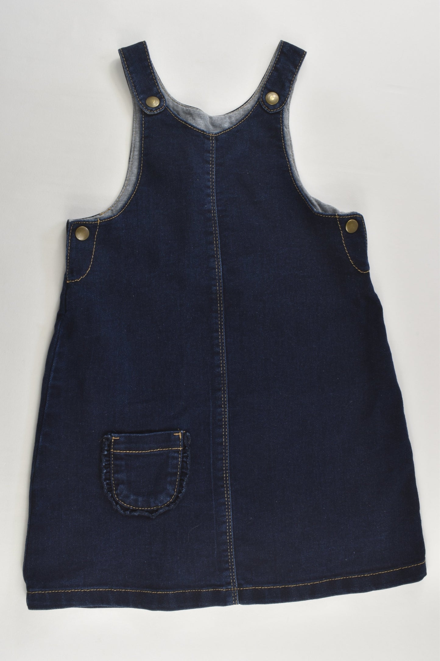 Mark & Spencer Size 1-2 (18-24 months, 90 cm) Stretchy Denim Pinafore