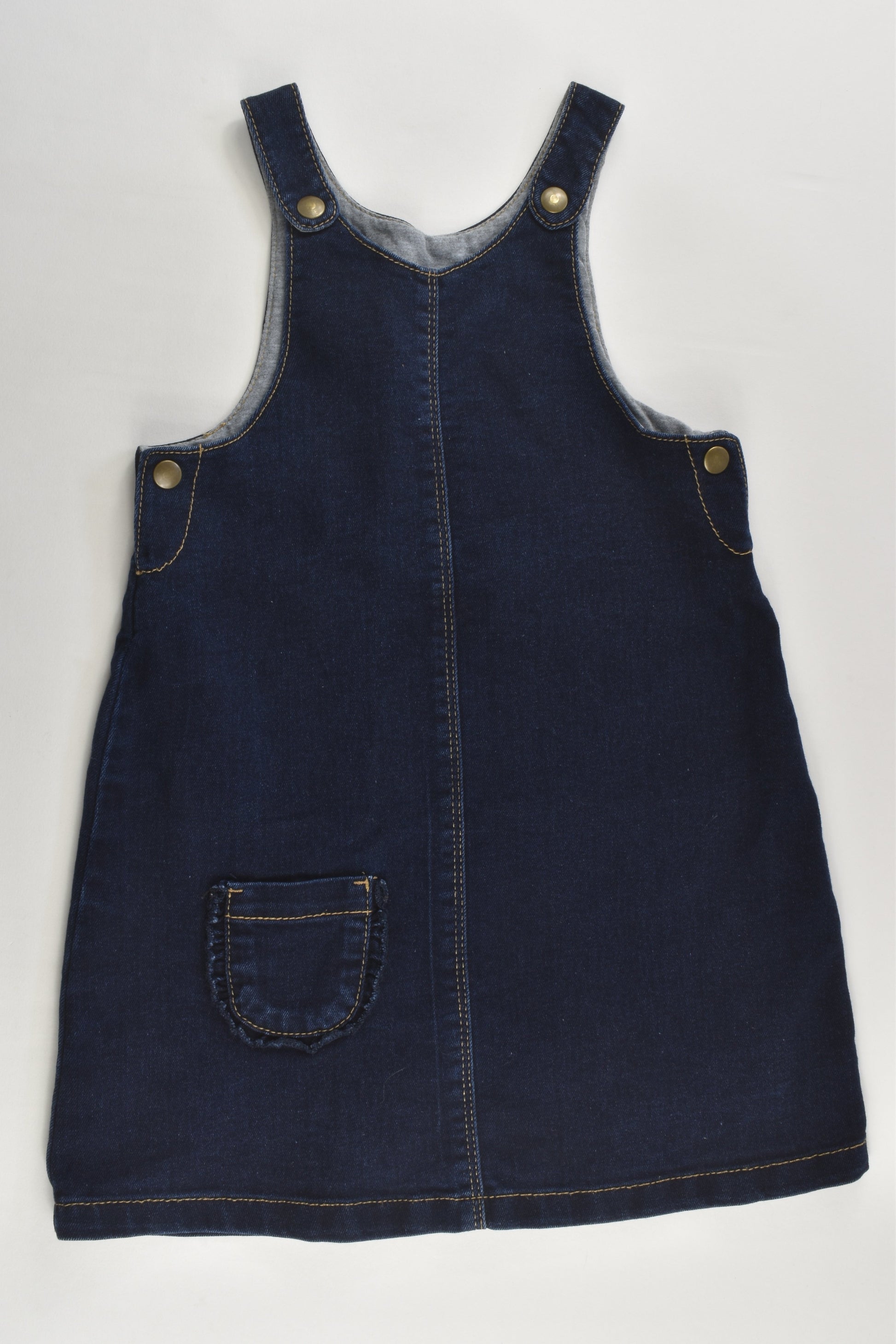 Mark & Spencer Size 1-2 (18-24 months, 90 cm) Stretchy Denim Pinafore