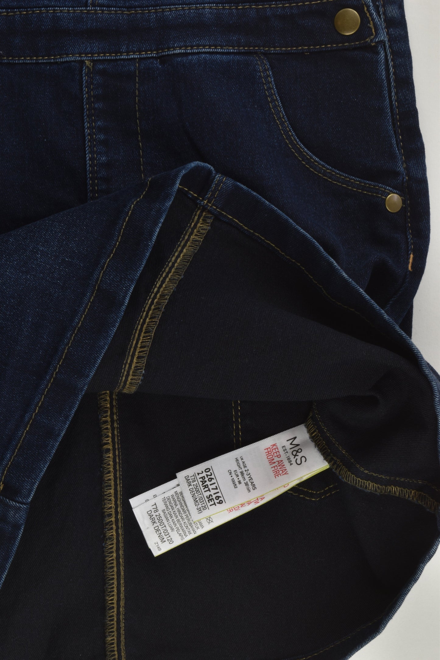 Mark & Spencer Size 2-3 (98 cm) Stretchy Denim Pinafore