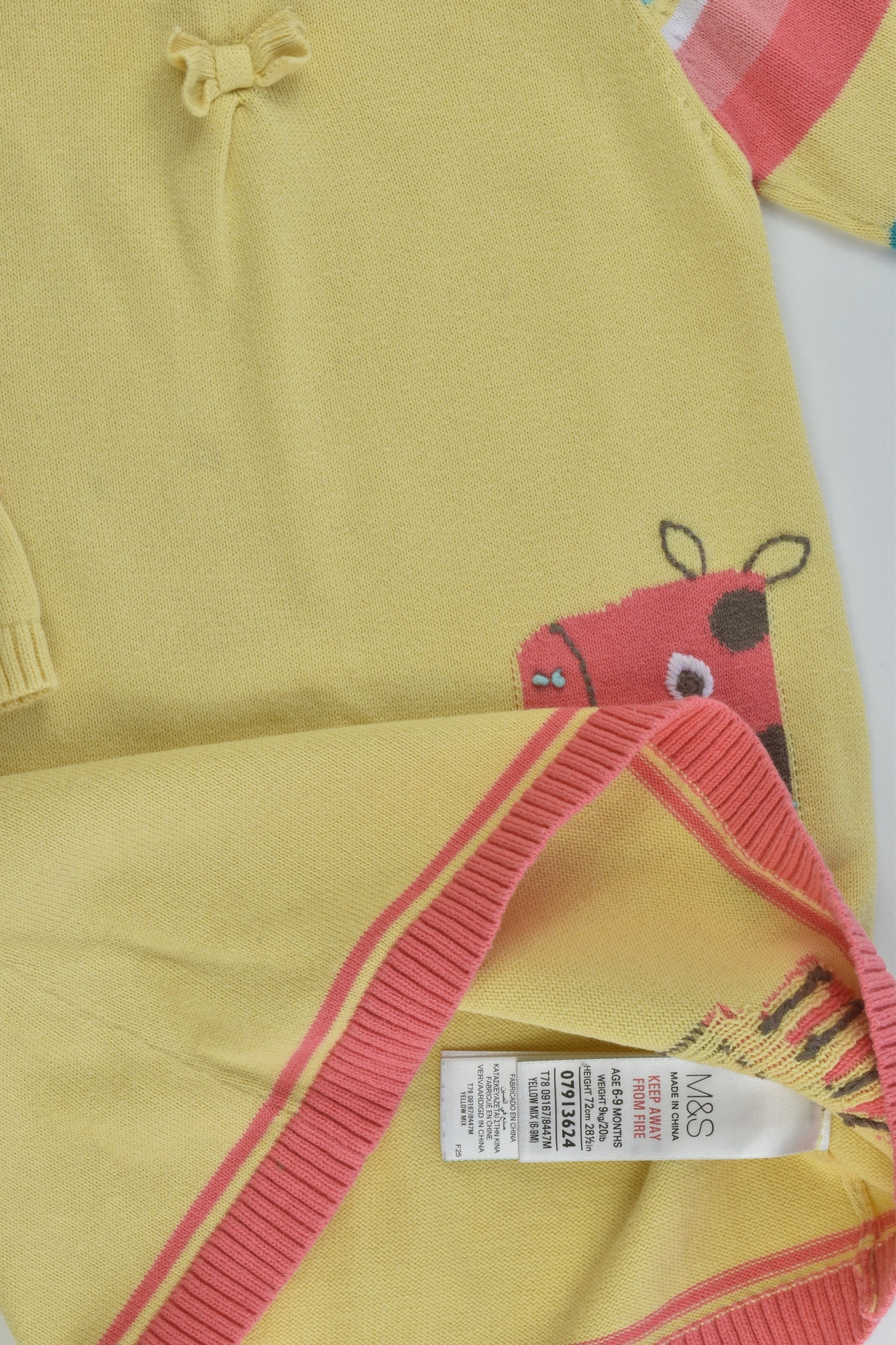 Marks & Spencer Size 0 (6-9 months) Giraffe Knitted Dress