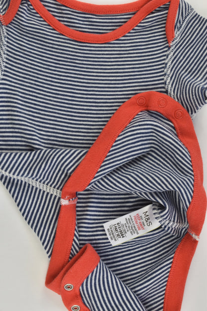 Marks & Spencer Size 0 (9-12 months) Striped/Red Bodysuit
