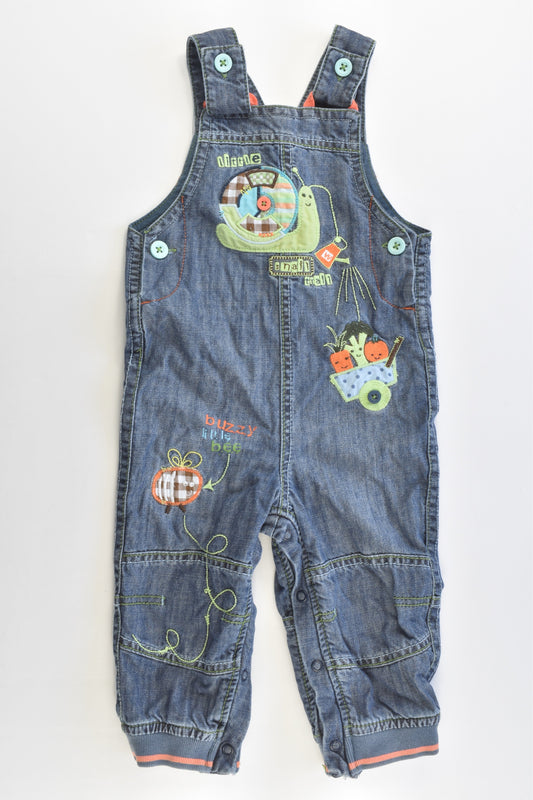 Marks & Spencer Size 0 (9-12 months) Veggie Patch Lined Denim Overalls